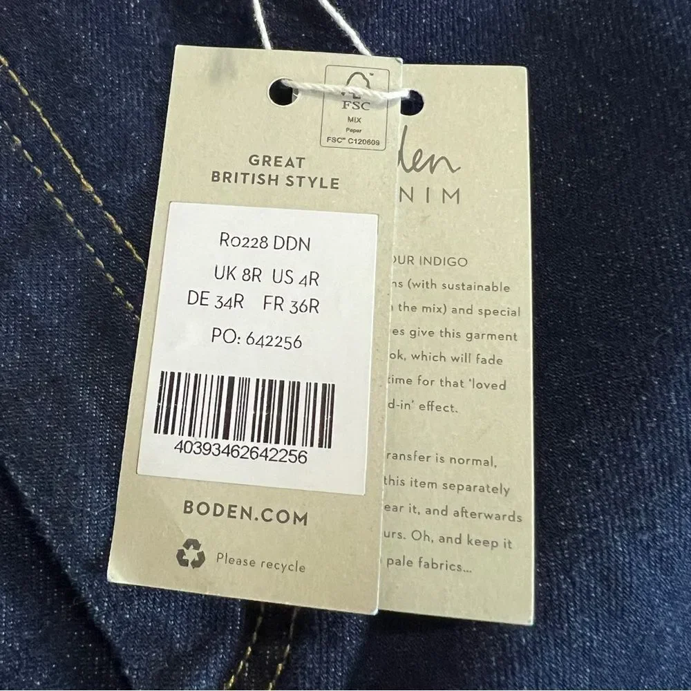 Boden High Rise Flare Jeans Dark Indigo Stretch Denim NWT 8